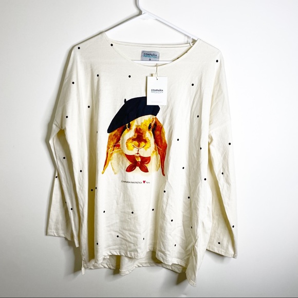 New with tags compañia fantastical rabbit polka dot T-shirt - Picture 5 of 6